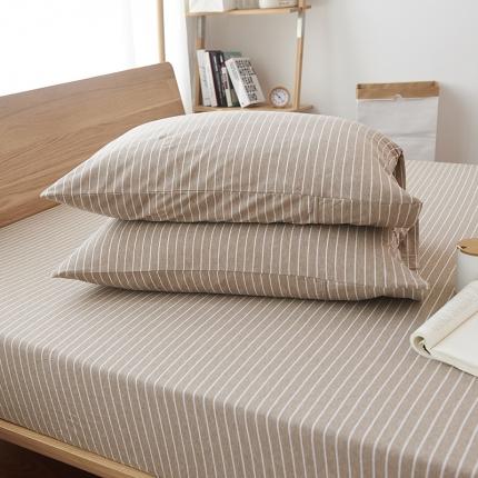 91家纺网 家纺一手货源 找家纺 （总）简煦2025新款全棉色纺针织棉条纹纯色四件套系列3单枕套