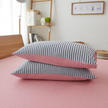 91家纺网 家纺一手货源 找家纺 （总）简煦2025新款全棉色纺针织棉条纹纯色四件套系列3单枕套