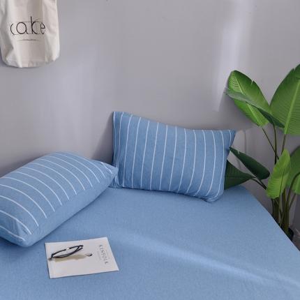 91家纺网 家纺一手货源 找家纺 （总）简煦2025新款全棉色纺针织棉条纹纯色四件套系列3单枕套