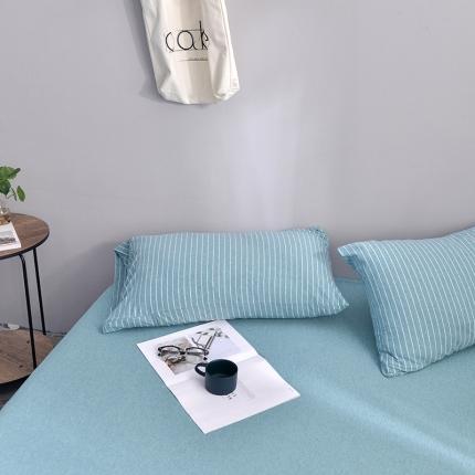 91家纺网 家纺一手货源 找家纺 （总）简煦2025新款全棉色纺针织棉条纹纯色四件套系列3单枕套