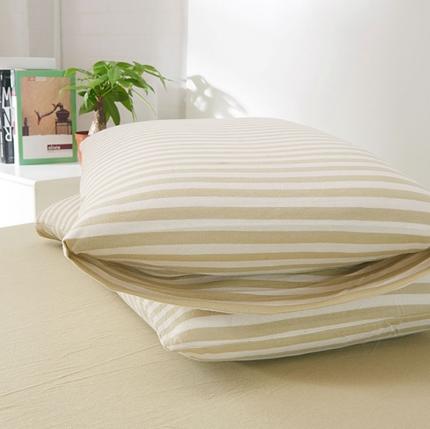 91家纺网 家纺一手货源 找家纺 （总）简煦2025新款全棉色纺针织棉条纹纯色四件套系列3单枕套