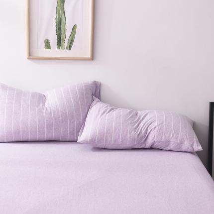 91家纺网 家纺一手货源 找家纺 （总）简煦2025新款全棉色纺针织棉条纹纯色四件套系列3单枕套