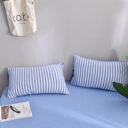 91家纺网 家纺一手货源 找家纺 （总）简煦2025新款全棉色纺针织棉条纹纯色四件套系列3单枕套