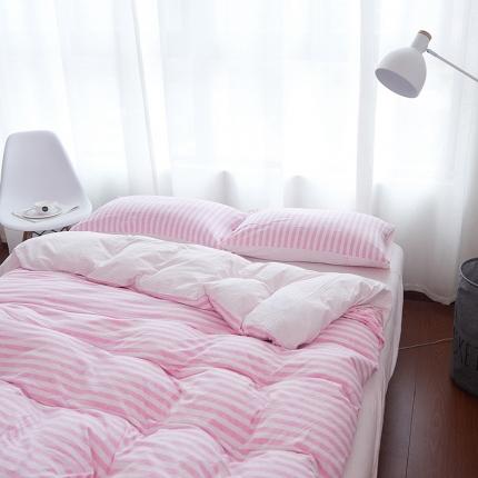 91家纺网 家纺一手货源 找家纺 （总）简煦2025新款全棉色纺针织棉条纹纯色套件系列4单被套