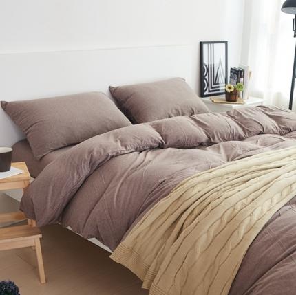 91家纺网 家纺一手货源 找家纺 （总）简煦2025新款全棉色纺针织棉条纹纯色套件系列4单被套