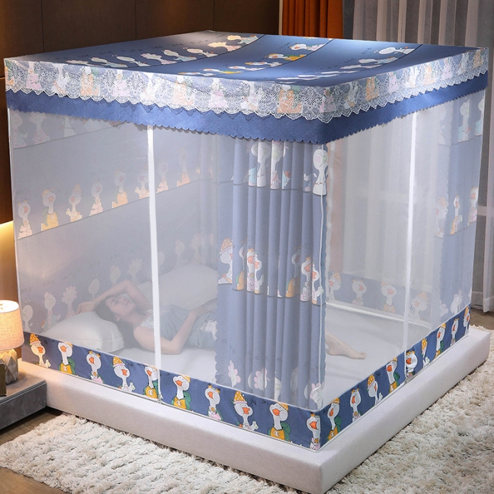 91家纺网 家纺一手货源 找家纺 千逸虹 2024新款坐床全底纱 遮光蚊帐 网红鸭