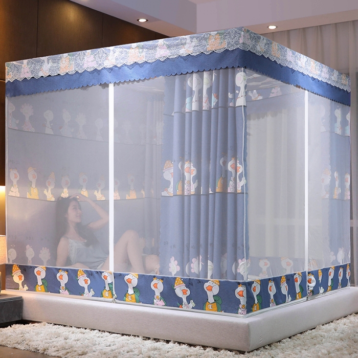 91家纺网 家纺一手货源 找家纺 千逸虹 2024新款坐床全底纱 遮光蚊帐 网红鸭