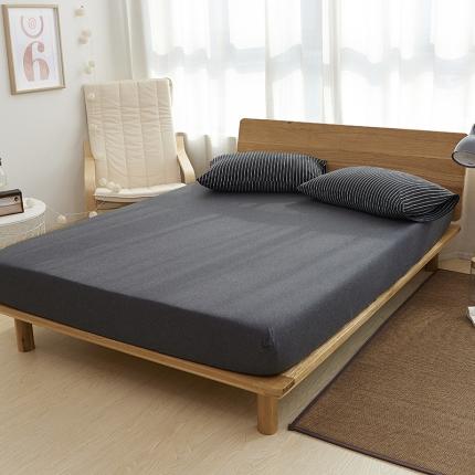 91家纺网 家纺一手货源 找家纺 （总）简煦2025新款全棉色纺针织棉条纹纯色套件系列4单床笠