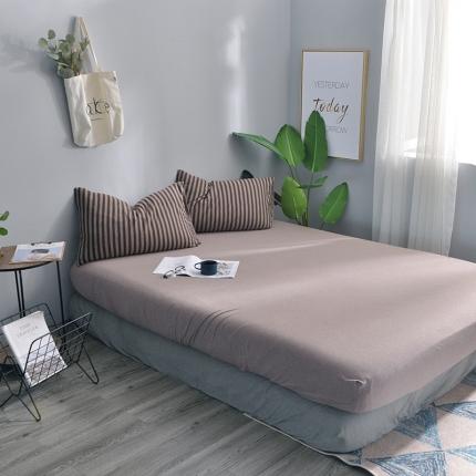 91家纺网 家纺一手货源 找家纺 （总）简煦2025新款全棉色纺针织棉条纹纯色套件系列4单床笠