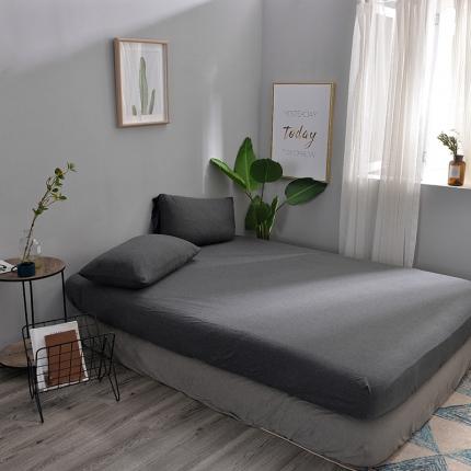 91家纺网 家纺一手货源 找家纺 （总）简煦2025新款全棉色纺针织棉条纹纯色套件系列4单床笠