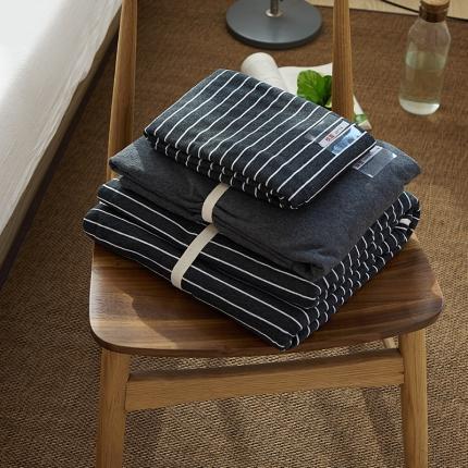 91家纺网 家纺一手货源 找家纺 （总）简煦2025新款全棉色纺针织棉条纹纯色套件系列4单床单