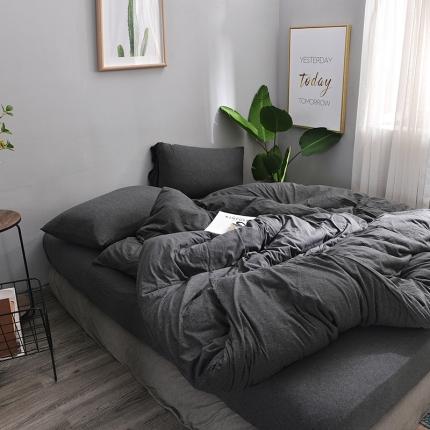 91家纺网 家纺一手货源 找家纺 （总）简煦2025新款全棉色纺针织棉条纹纯色套件系列4单床单