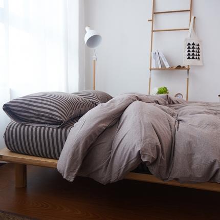 91家纺网 家纺一手货源 找家纺 （总）简煦2025新款全棉色纺针织棉条纹纯色套件系列4单床单