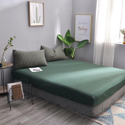 91家纺网 家纺一手货源 找家纺 （总）简煦2025新款全棉色纺针织棉条纹纯色四件套系列5单床笠