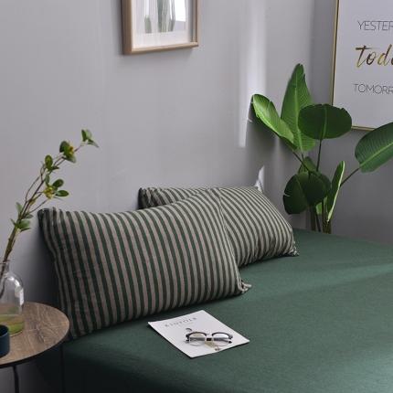 91家纺网 家纺一手货源 找家纺 （总）简煦2025新款全棉色纺针织棉条纹纯色四件套系列5单枕套