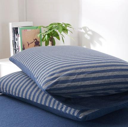 91家纺网 家纺一手货源 找家纺 （总）简煦2025新款全棉色纺针织棉条纹纯色四件套系列5单枕套