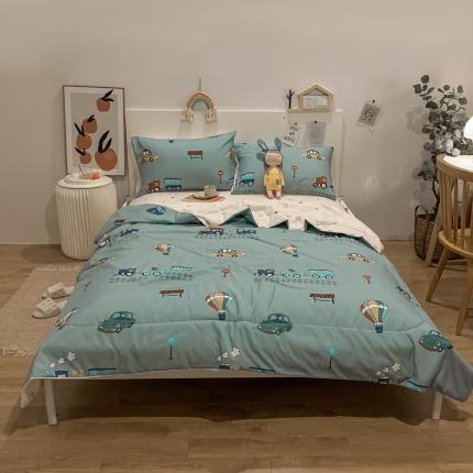 91家纺网 家纺一手货源 找家纺 2021新款长绒棉夏被四件套 小汽车