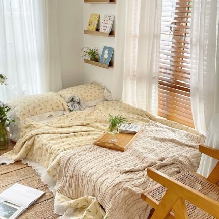 91家纺网 家纺一手货源 找家纺 （总）源启生活 2021韩版荷叶边全棉夏被三件套纯棉空调被