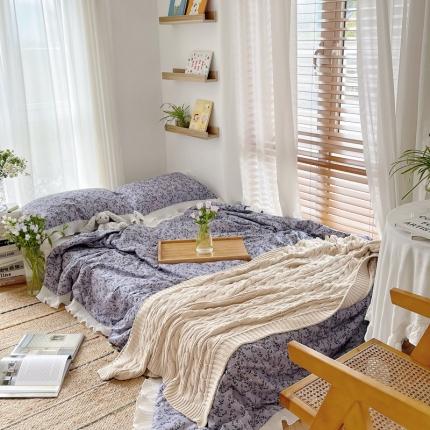 91家纺网 家纺一手货源 找家纺 （总）源启生活 2021韩版荷叶边全棉夏被三件套纯棉空调被