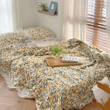 91家纺网 家纺一手货源 找家纺 （总）源启生活 2021韩版荷叶边全棉夏被三件套纯棉空调被