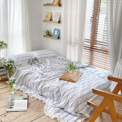 91家纺网 家纺一手货源 找家纺 （总）源启生活 2021韩版荷叶边全棉夏被三件套纯棉空调被