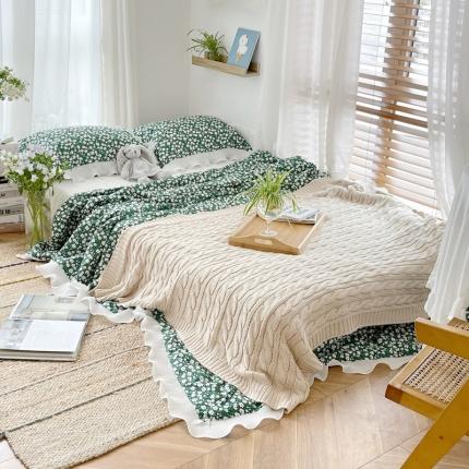 91家纺网 家纺一手货源 找家纺 （总）源启生活 2021韩版荷叶边全棉夏被三件套纯棉空调被