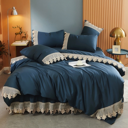 91家纺网 家纺一手货源 找家纺 乐朵  格蕾尼 长绒棉 蕾丝床裙四件套