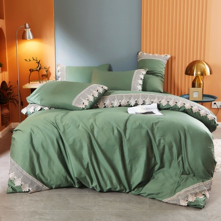 91家纺网 家纺一手货源 找家纺 乐朵  格蕾尼 长绒棉 蕾丝床裙四件套