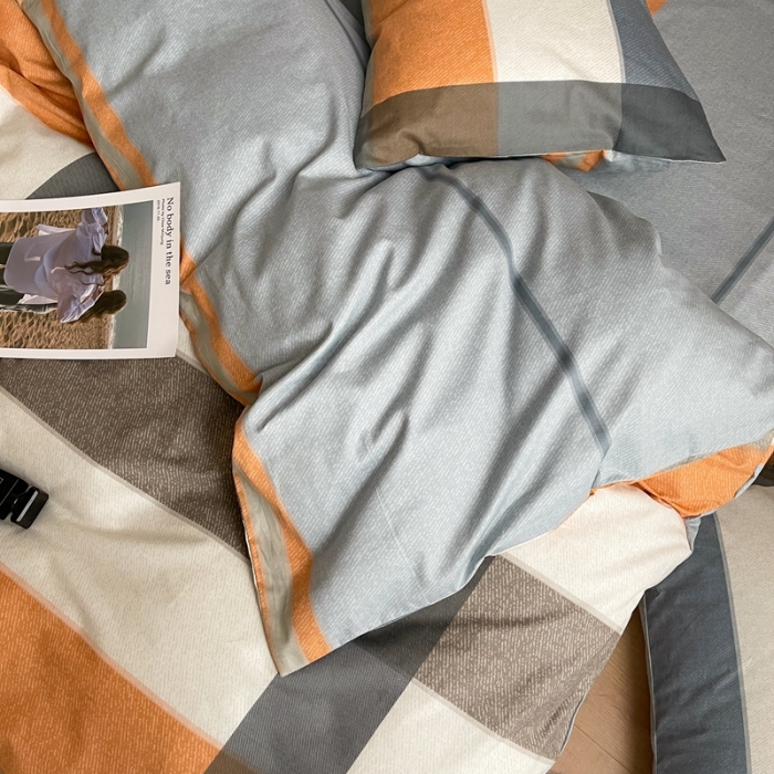 91家纺网 家纺一手货源 找家纺 时年家纺 2021新款全棉简约条格系列四件套 北海