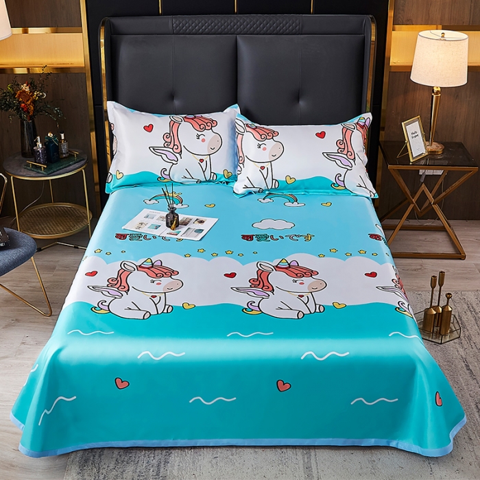 91家纺网 家纺一手货源 找家纺 青竹苑 2021冰丝席床单款可水洗折叠天丝空调席三件套小马驹