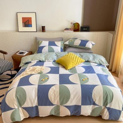 时年家纺 2021新款全棉简约条格系列四件套 轨迹