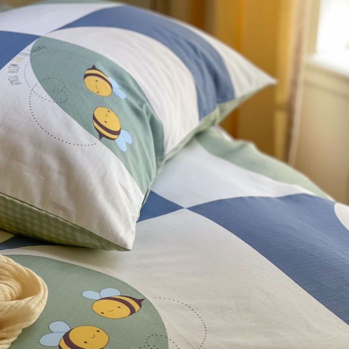 91家纺网 家纺一手货源 找家纺 时年家纺 2021新款全棉简约条格系列四件套 轨迹