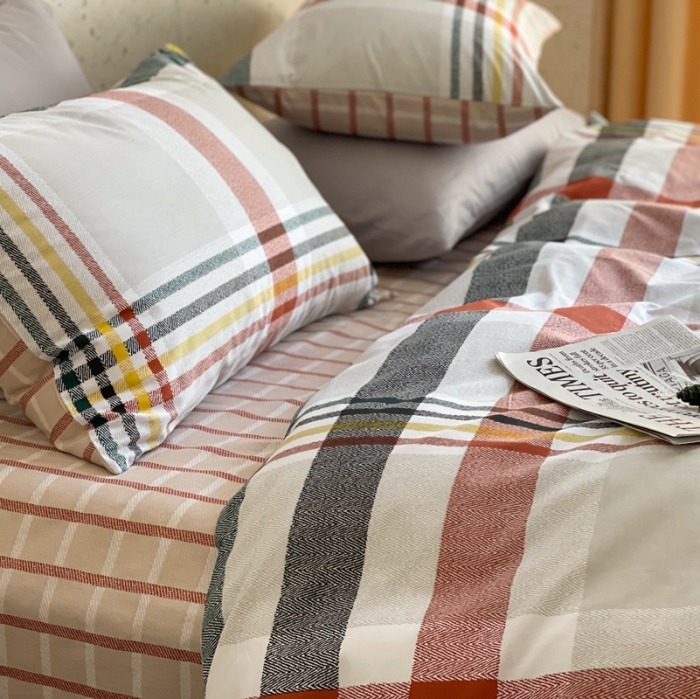 91家纺网 家纺一手货源 找家纺 时年家纺 2021新款全棉简约条格系列四件套 理想