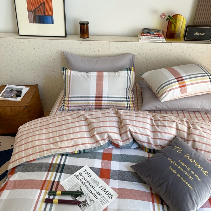 91家纺网 家纺一手货源 找家纺 时年家纺 2021新款全棉简约条格系列四件套 理想