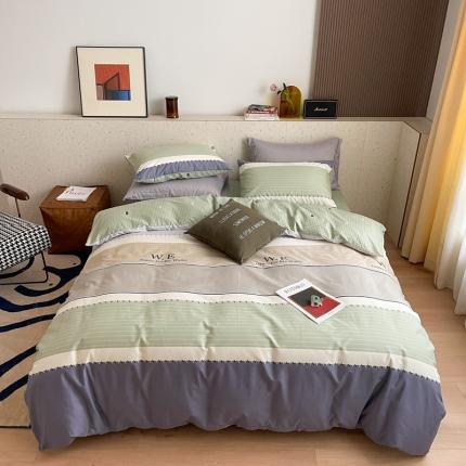 时年家纺 2021新款全棉简约条格系列四件套 威廉