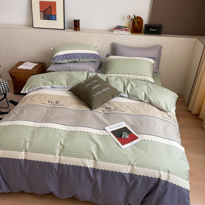 91家纺网 家纺一手货源 找家纺 时年家纺 2021新款全棉简约条格系列四件套 威廉