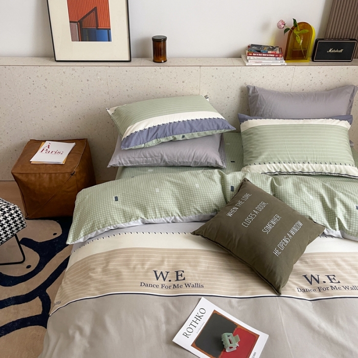 91家纺网 家纺一手货源 找家纺 时年家纺 2021新款全棉简约条格系列四件套 威廉