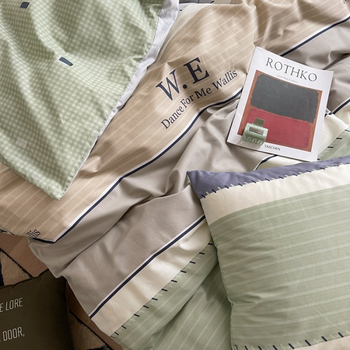 91家纺网 家纺一手货源 找家纺 时年家纺 2021新款全棉简约条格系列四件套 威廉