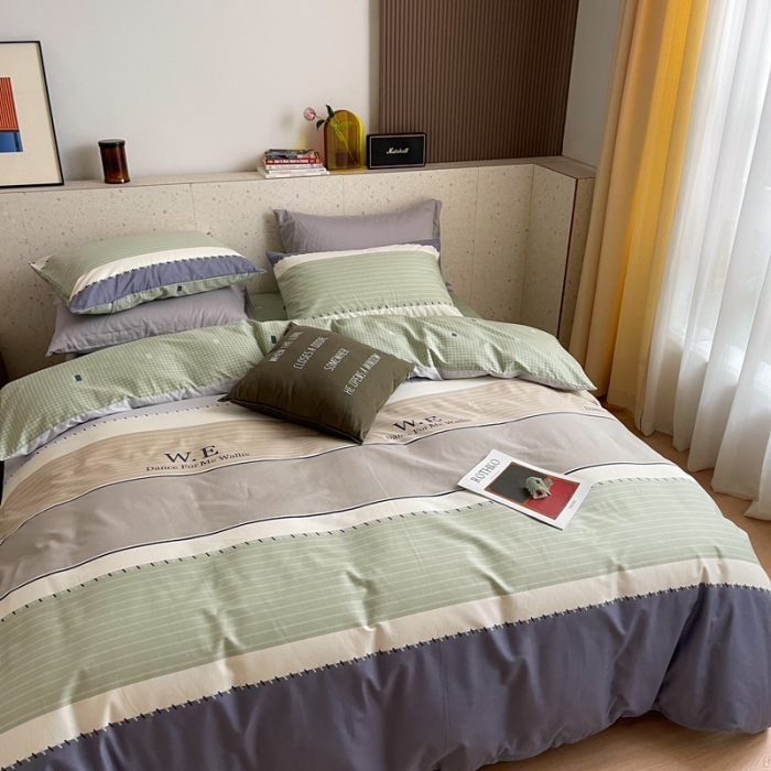 91家纺网 家纺一手货源 找家纺 时年家纺 2021新款全棉简约条格系列四件套 威廉