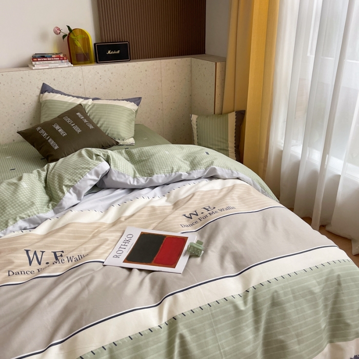 91家纺网 家纺一手货源 找家纺 时年家纺 2021新款全棉简约条格系列四件套 威廉