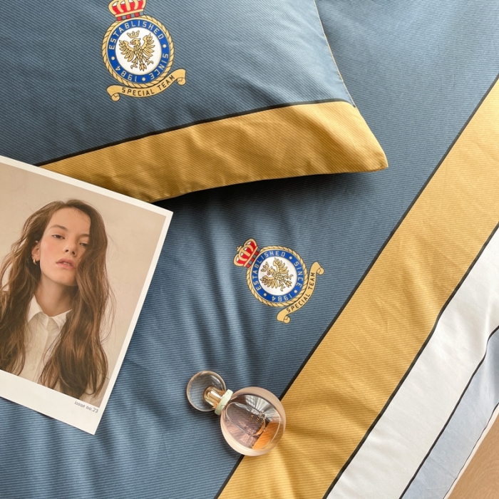 91家纺网 家纺一手货源 找家纺 时年家纺 2021新款全棉简约条格系列四件套 长岛