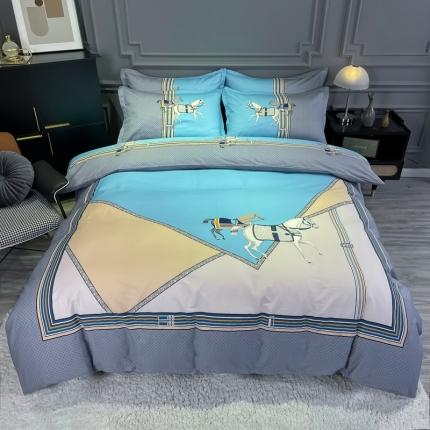 91家纺网 家纺一手货源 找家纺 （总）金爱家 2021新款全棉13372四件套条格简约系列