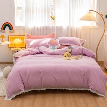 91家纺网 家纺一手货源 找家纺 （总）怡家居 2021新款全棉水洗刺绣花边四件套