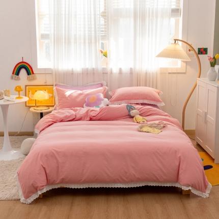 91家纺网 家纺一手货源 找家纺 （总）怡家居 2021新款全棉水洗刺绣花边四件套