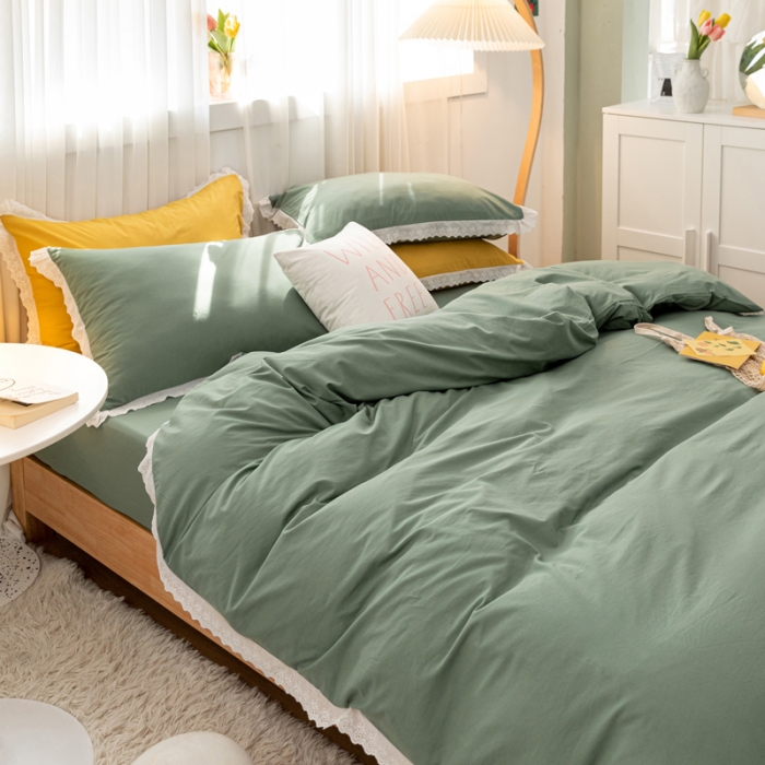 91家纺网 家纺一手货源 找家纺 （总）怡家居 2021新款全棉水洗刺绣花边四件套