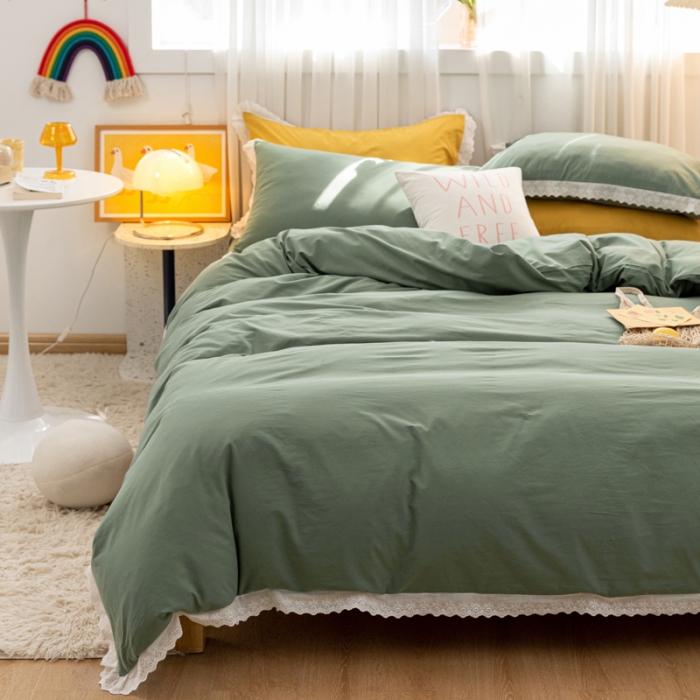 91家纺网 家纺一手货源 找家纺 （总）怡家居 2021新款全棉水洗刺绣花边四件套