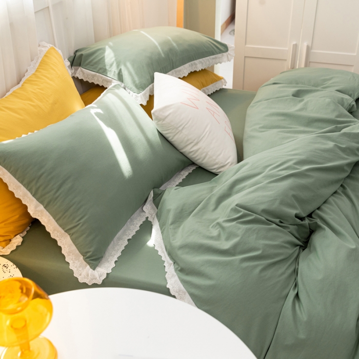 91家纺网 家纺一手货源 找家纺 （总）怡家居 2021新款全棉水洗刺绣花边四件套