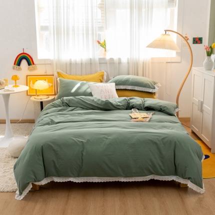 （总）怡家居 2021新款全棉水洗刺绣花边四件套