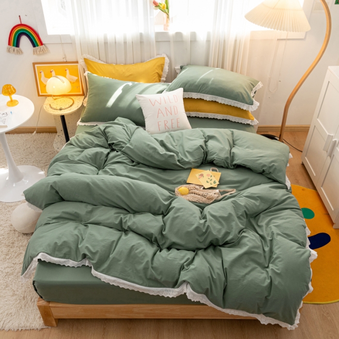 91家纺网 家纺一手货源 找家纺 （总）怡家居 2021新款全棉水洗刺绣花边四件套