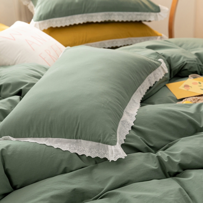 91家纺网 家纺一手货源 找家纺 （总）怡家居 2021新款全棉水洗刺绣花边四件套